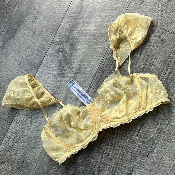 Zara Other - New ZARA lingerie lace bra yellow sexy dolly Sz 36B